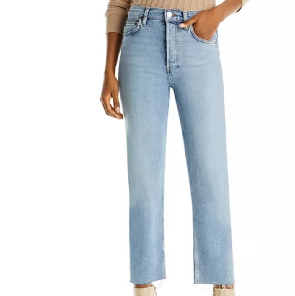 Re/Done stovepipe light blue jeans size 24